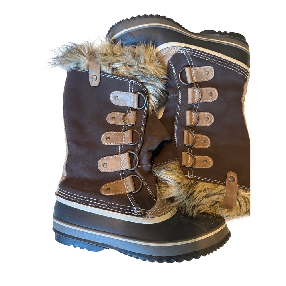 Sorel Fur Snow Boots Joan of Arc Suede Waterproof Brown Black NWOT Women's 8